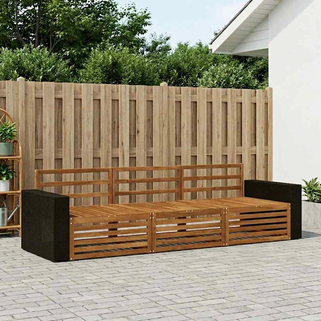 Set di divani da esterno 3 pz Naturale Legno di Acacia Massello 3382972