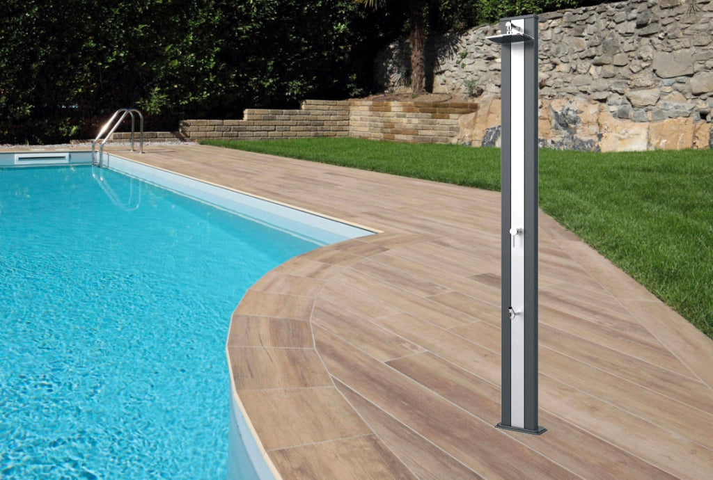 Doccia Solare da Esterno Giardino 30L Miscelatore Arkema Spring S Fascia Inox Cherry
