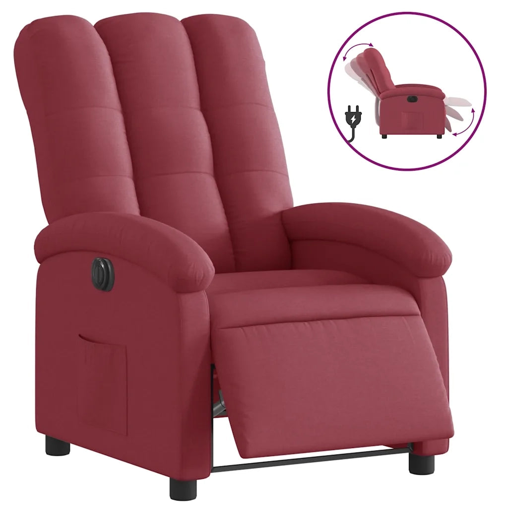 Poltrona | Sedia Relax Elettrica Reclinabile Rosso Vino in Tessuto