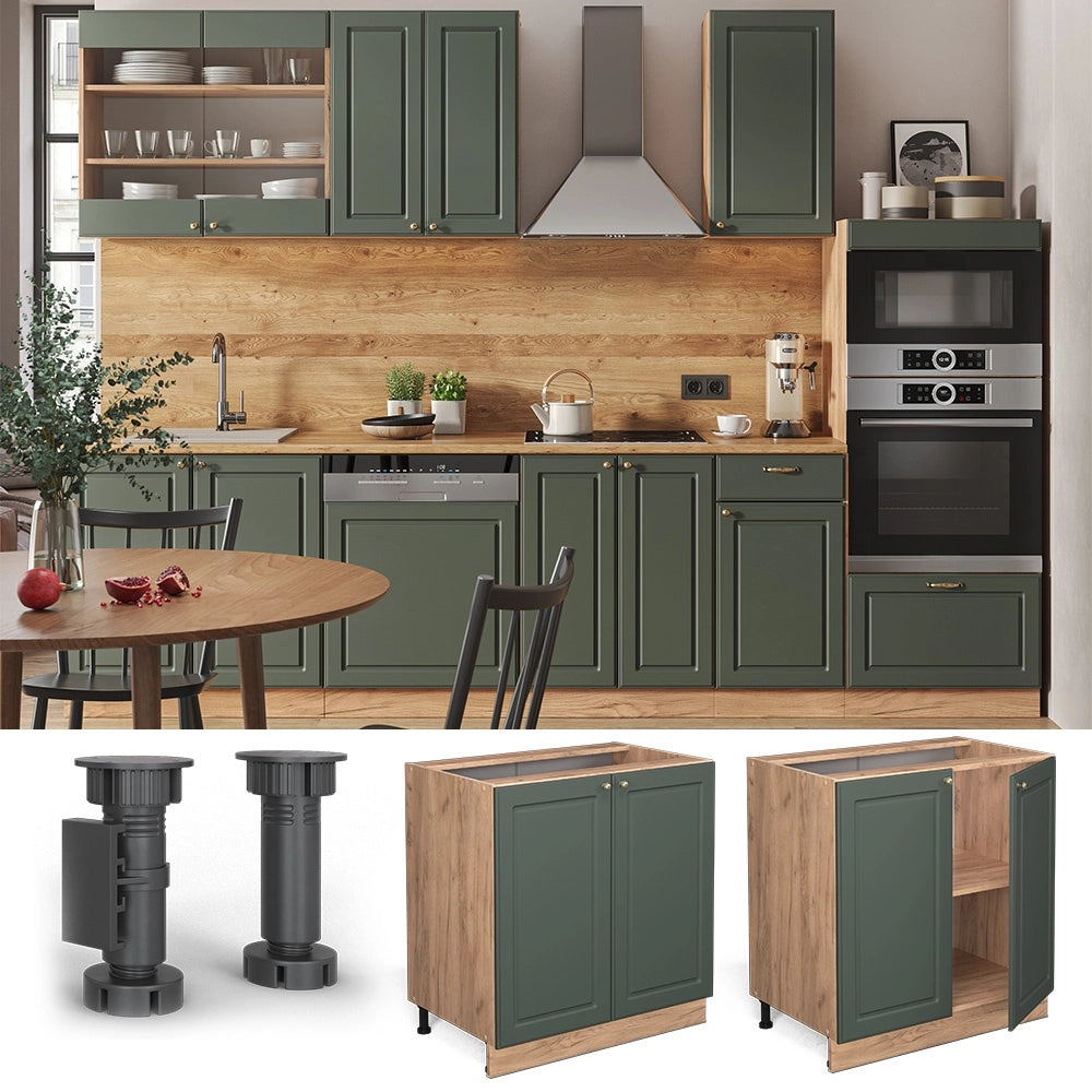 Mobiletto base cucina Fame-Line Verde-oro rustico/Rovere dorato 80 cm con ripiano, PL Marmo Vicco