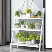Scala per piante Opvouwbaar scala a bamboo per piante Interno Esterno decorazione per fiori - 70 x 40 x 96 cm bianca Scala per piante