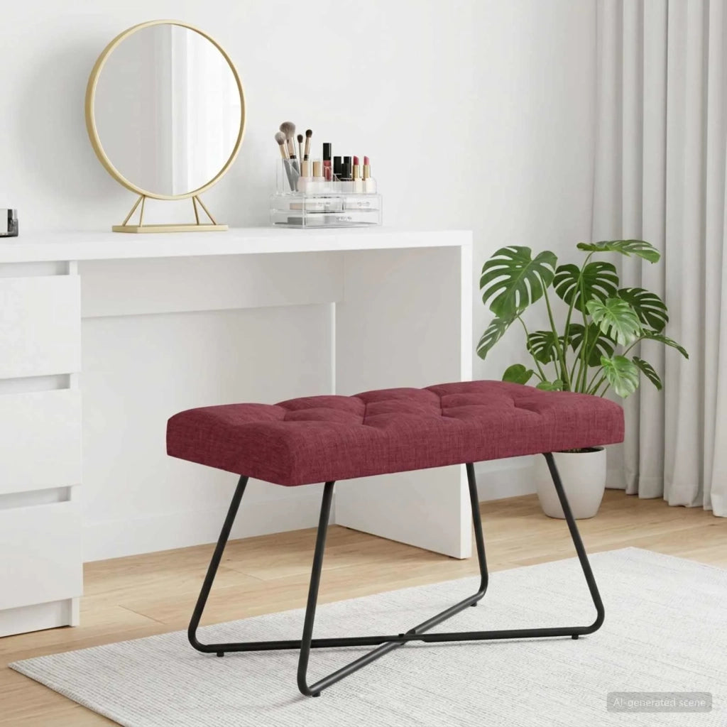 Panchina con bottoni imbottiti Rosso Vino 80 x 40 x 46 cm 42038360