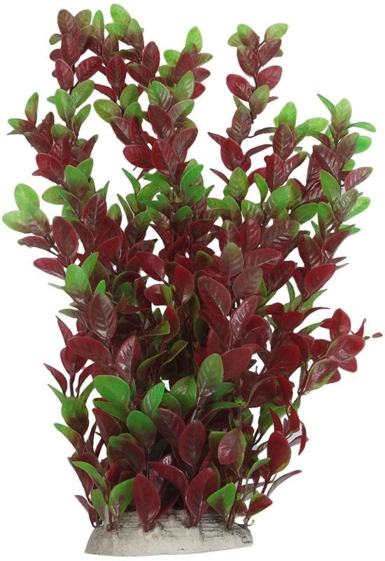 Acquario ornamentale in plastica - Foglie verdi e rosse - 40 cm - Decorazione per acquari - Sicuro e duraturo - Adatto a acquari d'acqua dolce