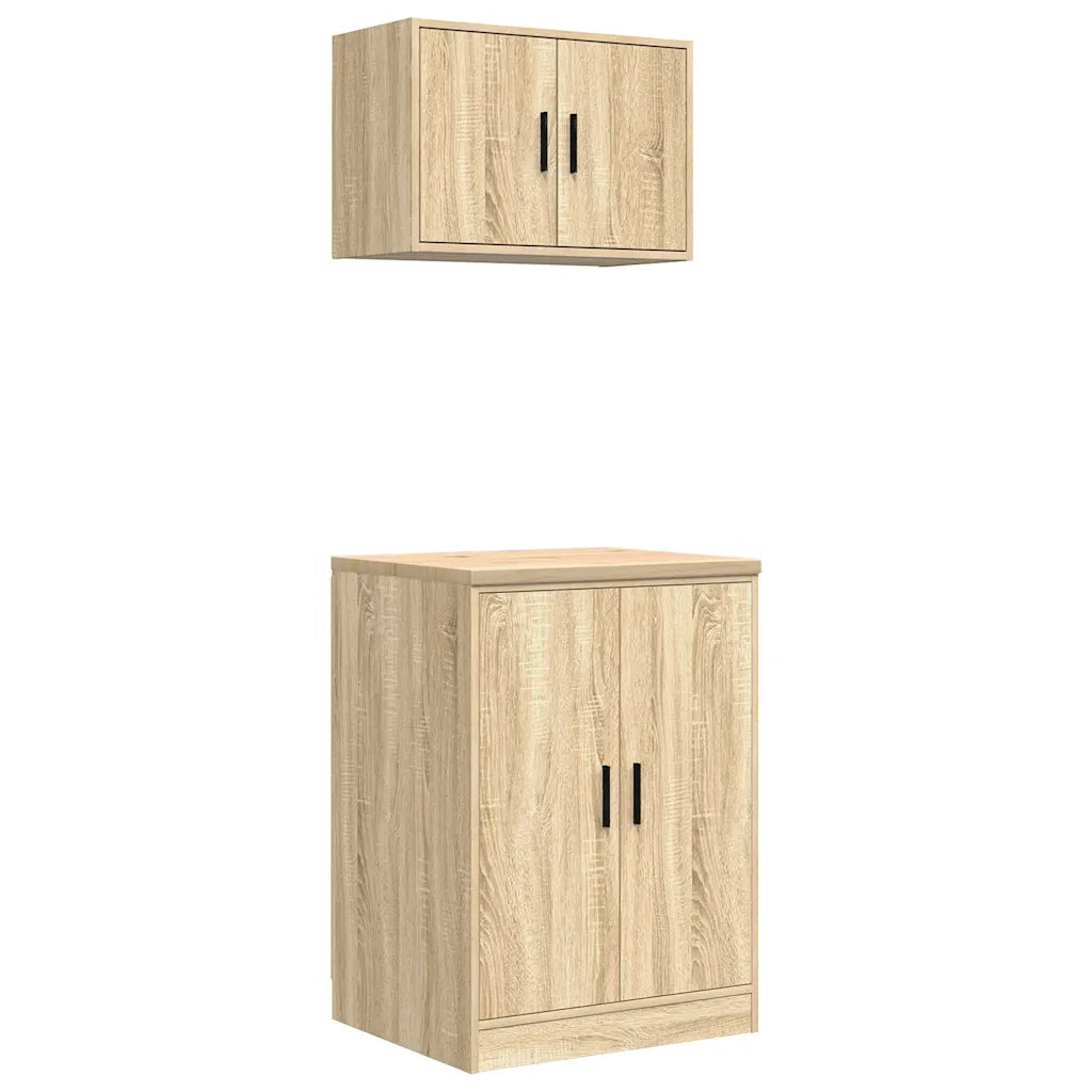 vidaXL Armadi da Garage 2 pz Rovere Sonoma in Legno Multistrato