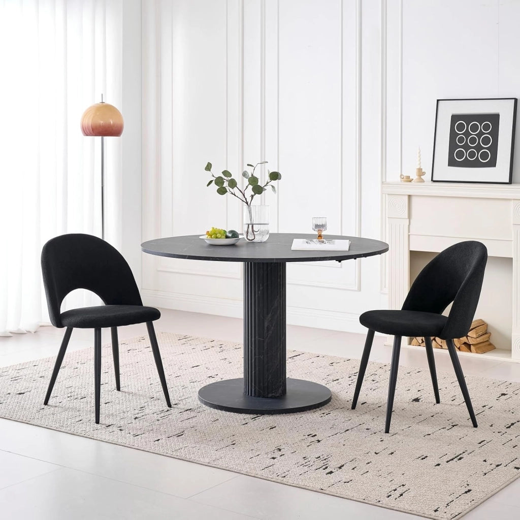 GrandCA HOME Set di 4 Sedie da Pranzo, Moderne Sedie da Cucina Imbottite con Gambe in Metallo, Adatte a Sale da Pranzo, Soggiorni e Camere da Letto - Nero