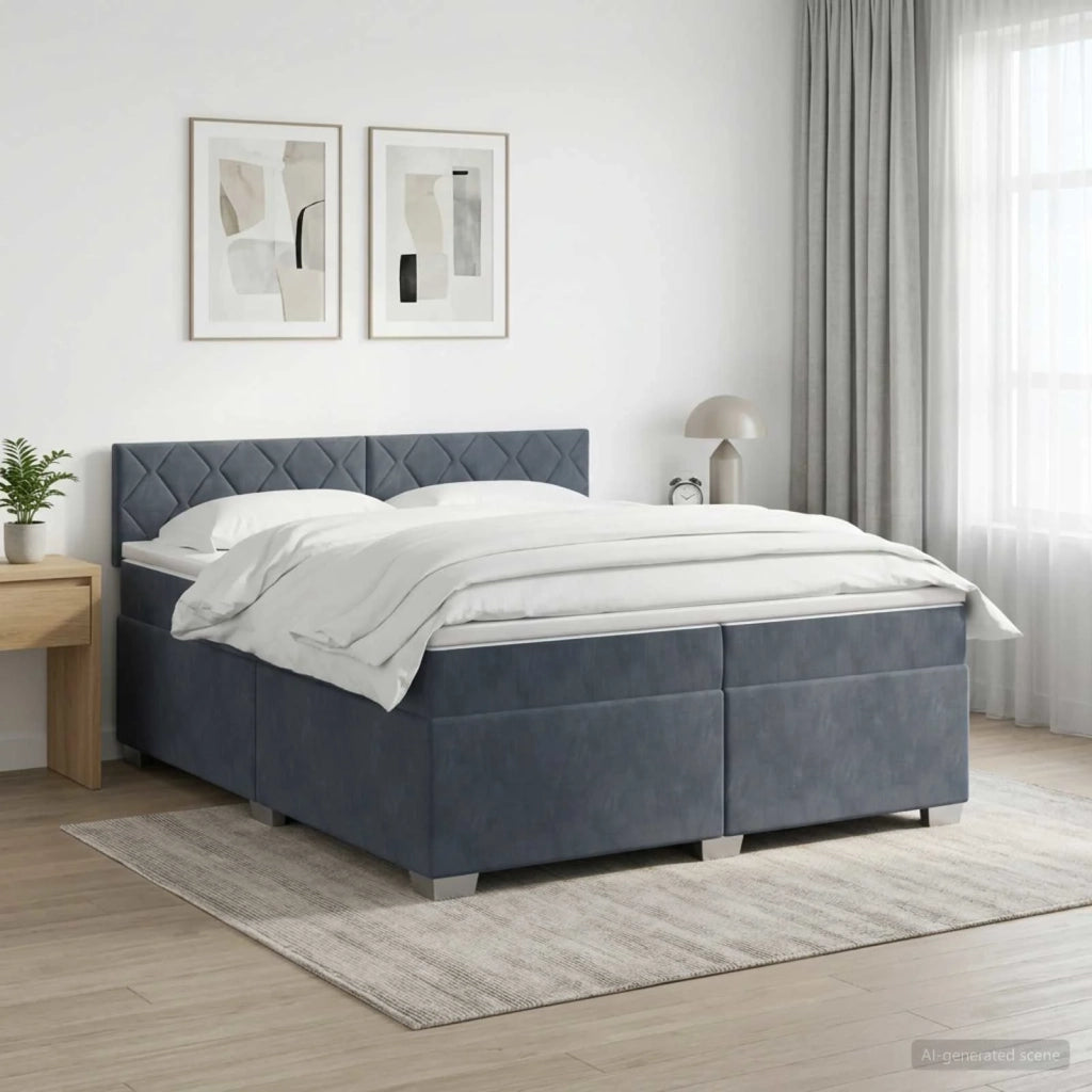Letto box spring con materasso Grigio Scuro 200 x 200 cm 3450789