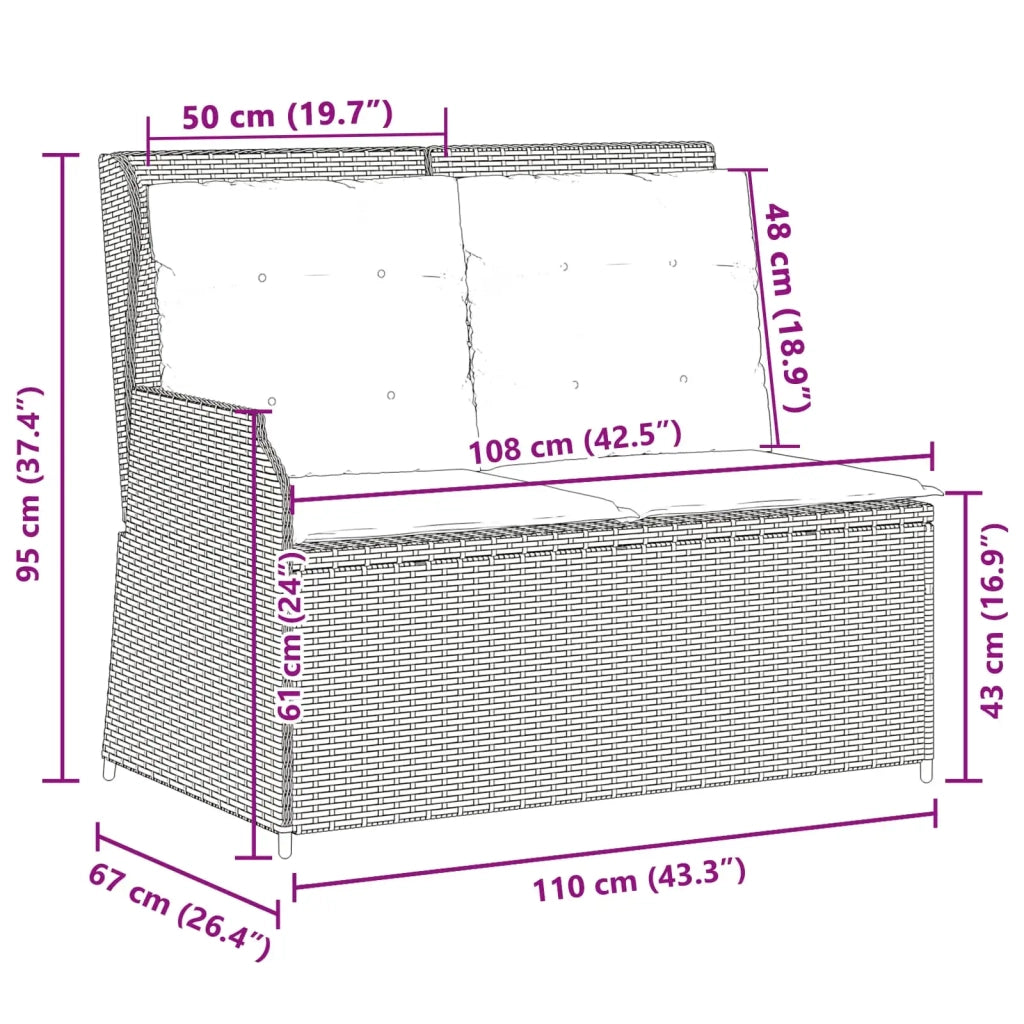 Panchina da giardino Beige polyrattan 3394453