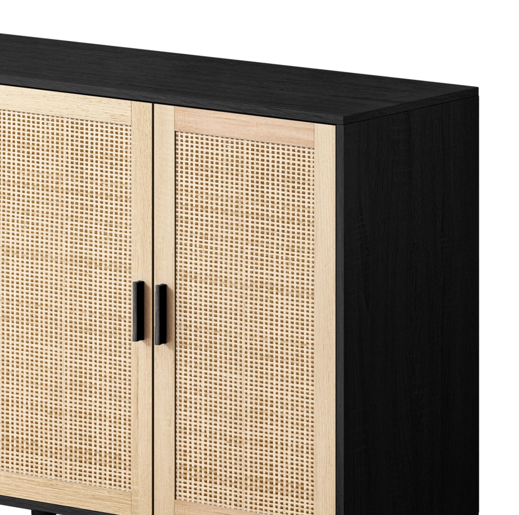 Armadio contenitore 4 ante in rattan; 158 x 40 x 88 cm; nero