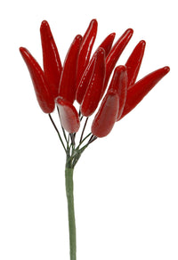 Set 12 Rami Peperoncini Artificiali da 12 Altezza 14,5 cm Rosso