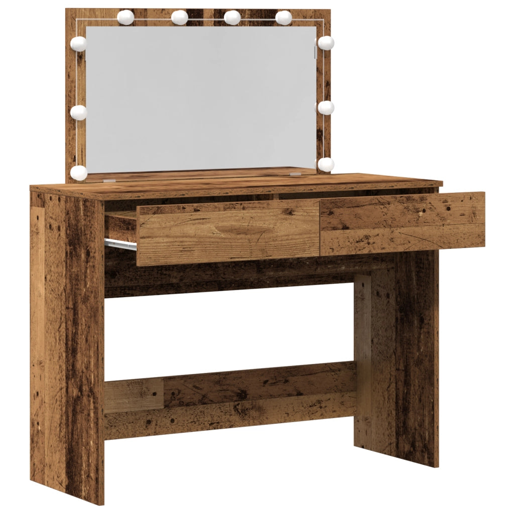 Tavolo da trucco con LED Legno Vecchio 100x40x120 cm