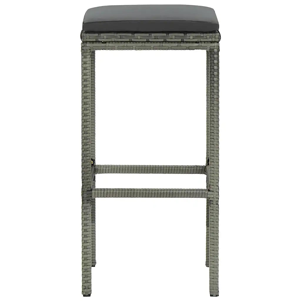 Sgabelli da Bar con Cuscini 4 pz Grigi in Polyrattan 313447