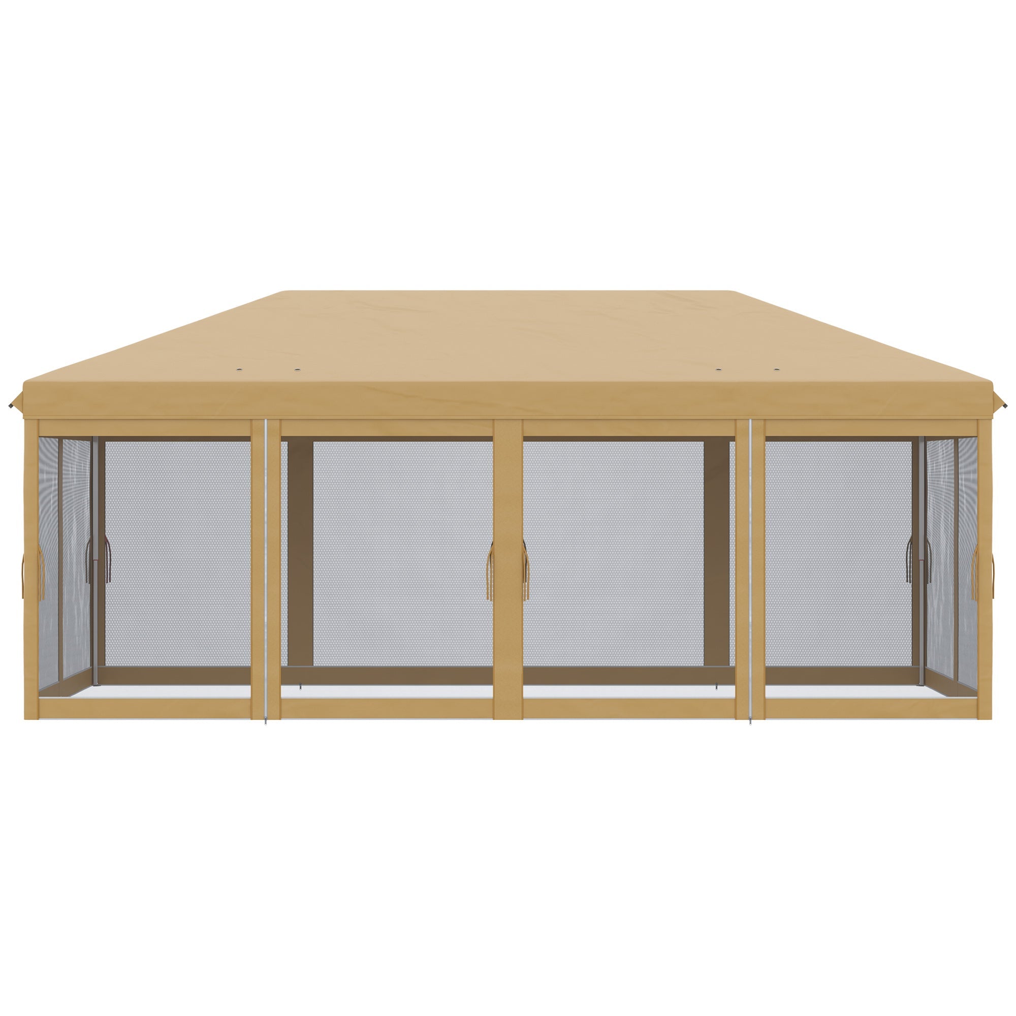 Gazebo da Giardino 6x3m Pieghevole con Zanzariera Altezza Regolabile e Borsa di Trasporto Beige
