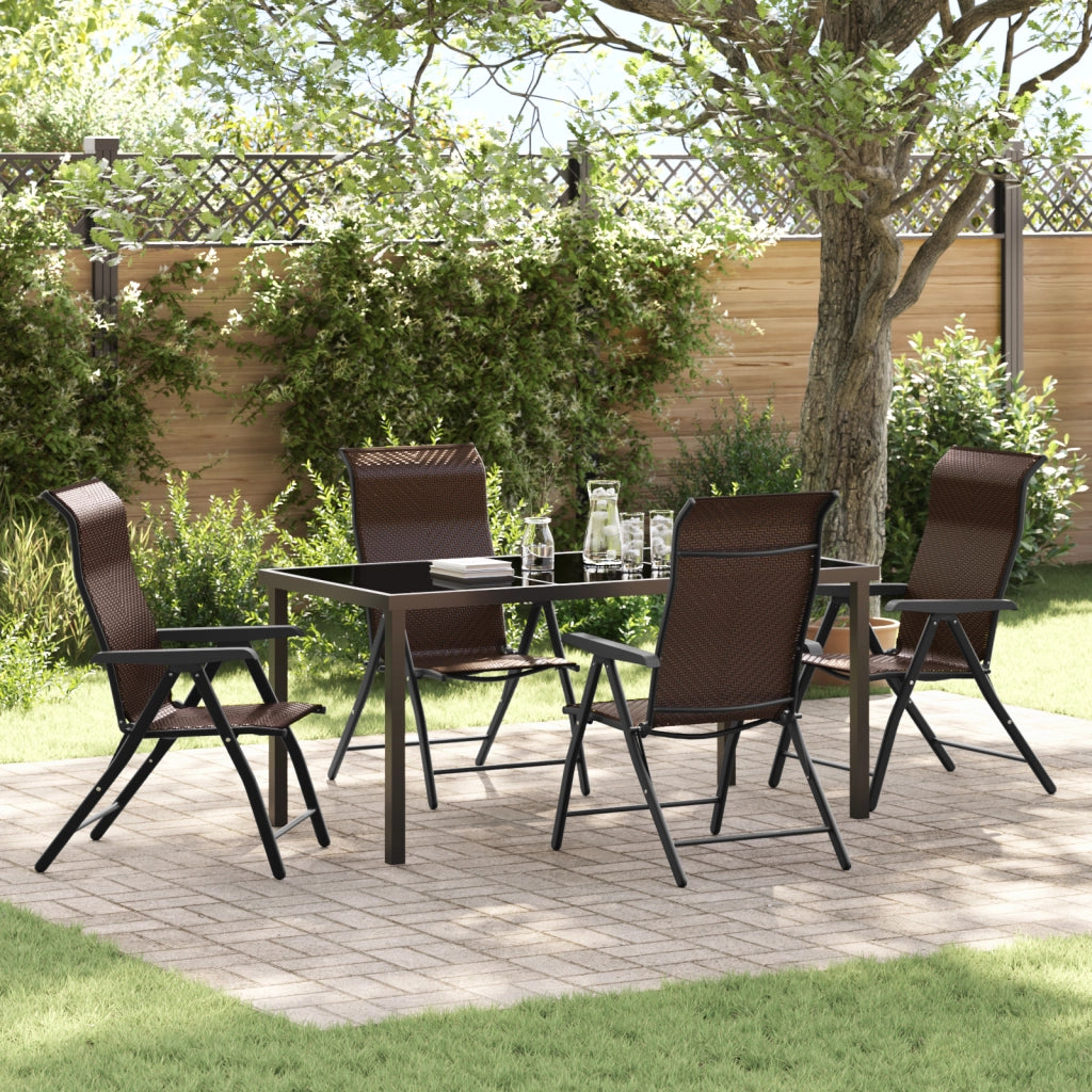 Set da Pranzo da Giardino 5 Pezzi Marrone Rattan Polimero