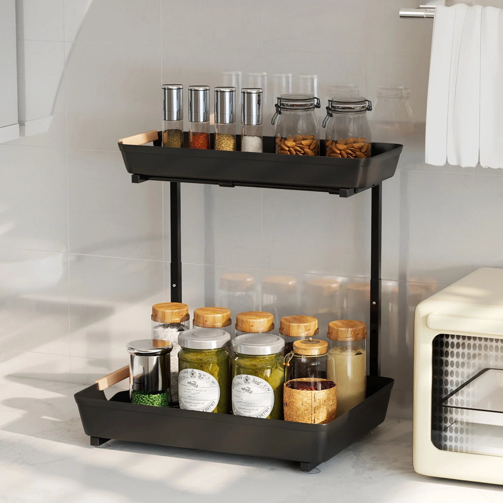 Mobile da cucina regolabile in altezza con 2 cestini ¨C zephmum ¨C 40x30x33.5-42 cm