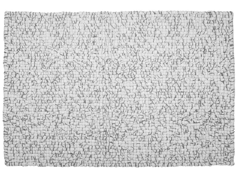 Tappeto tappetino grigio chiaro 160 x 230 cm in feltro di lana con palline intrecciate a mano