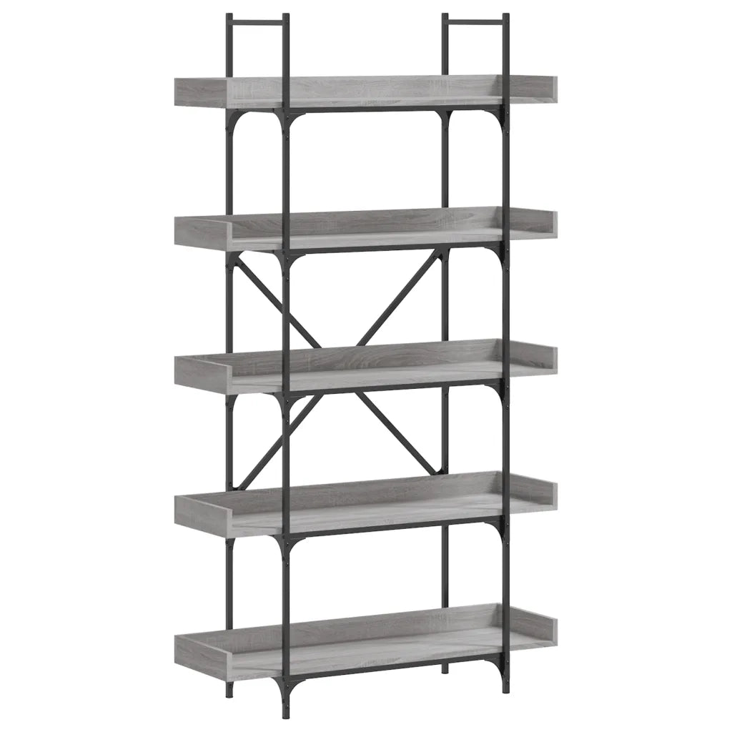 Libreria 5 Ripiani-Scaffale per Libri-Mobile di Stoccaggio Grigio Sonoma 100x33x180,5 Legno Multistrato