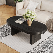 OKWISH Tavolino da Caffè Ovale con Piano Elegante, per Soggiorno o Ufficio, MDF con Impiallacciatura in Legno, Nero, 120 × 60 × 41.5 cm