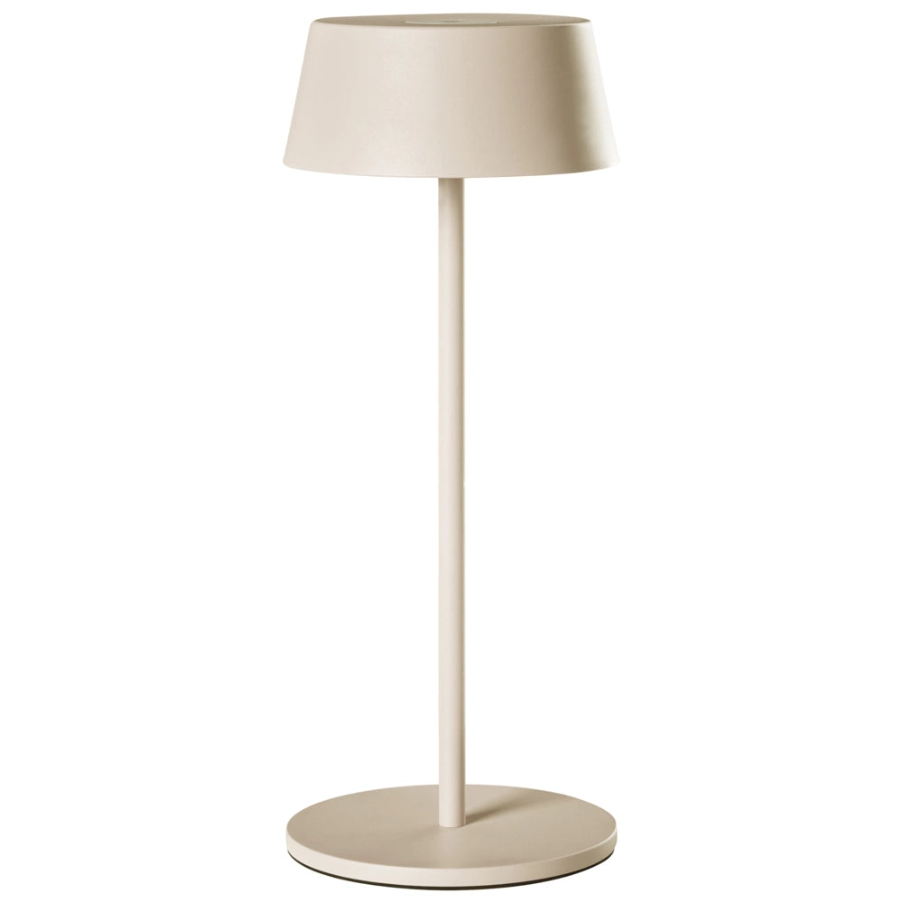 Lampada da tavolo wireless beige in metallo da interno ed esterno con porta USB C ricaricabile