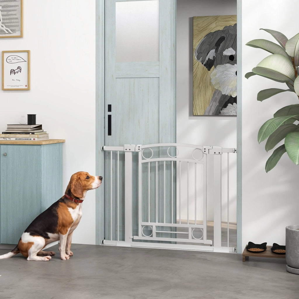 Barriera per Cani Porta con Larghezza Regolabile 76-104 cm ¨C zephmum ¨C Bianco