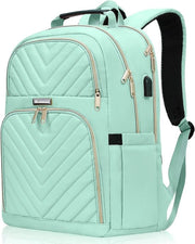 Zaino per donne, 156 pollici, zaino scolastico, ragazze, adolescenti, con porta caricabatteria USB, zaino laptop, borsa da lavoro, stile da ogni giorno, impermeabile, per scuola, università, viaggi, lavoro, verde menta.