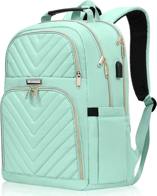 Zaino per donne, 156 pollici, zaino scolastico, ragazze, adolescenti, con porta caricabatteria USB, zaino laptop, borsa da lavoro, stile da ogni giorno, impermeabile, per scuola, università, viaggi, lavoro, verde menta.