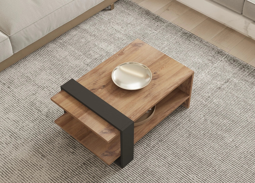 Cigliano, Tavolino da Salotto un Vano, 80x55x35h cm Marrone Rovere