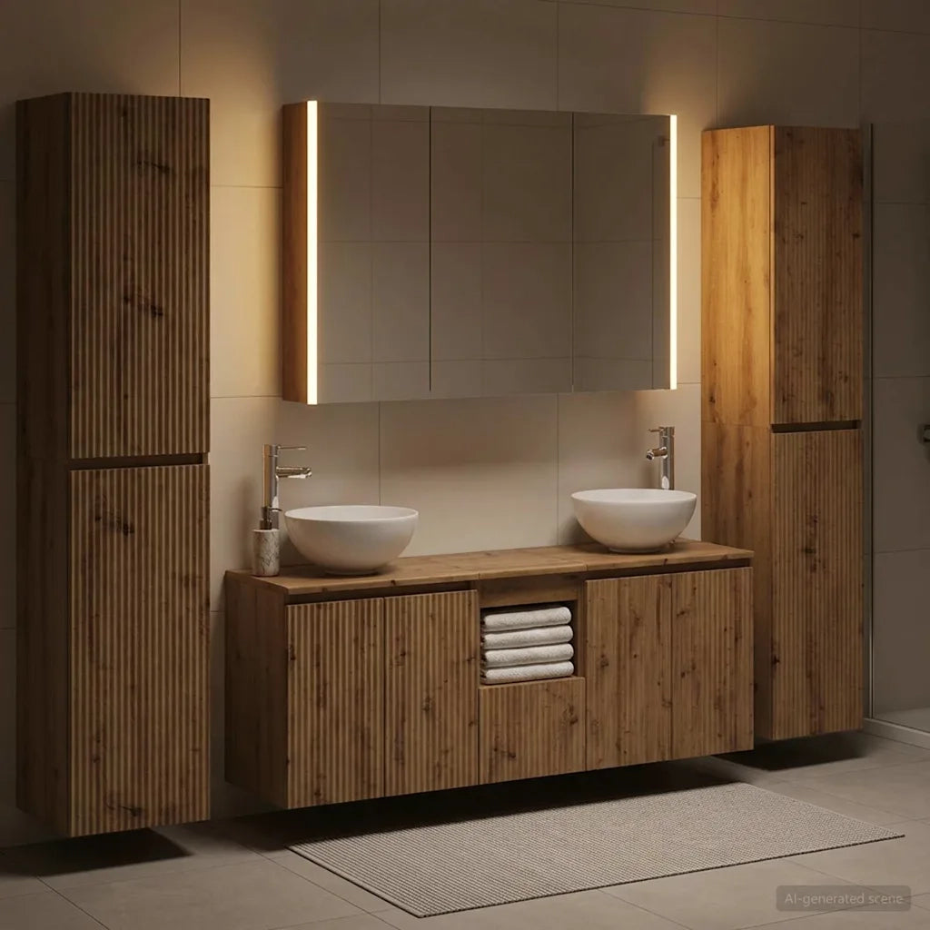 Set di mobili per il bagno 6 pcs Rovere Artigianale 3407222