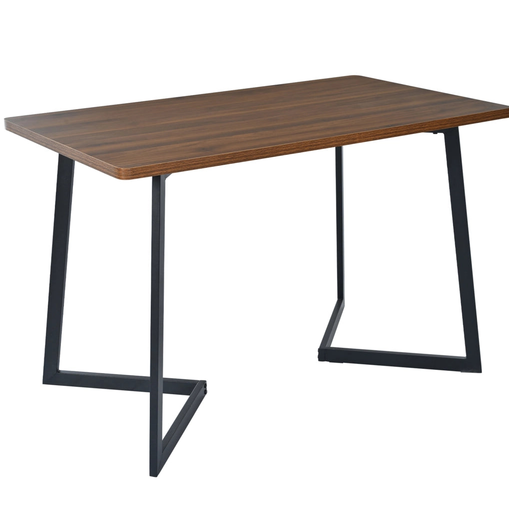 Set tavolo e 4 sedie 117x68 cm MDF noce e metallo nero per cucina
