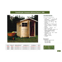 Casetta da Giardino in Legno di Pino da Esterno  con Pavimento, Ricovero Attrezzi, Doghe spessore 16mm - Articolo C200/1 -  100005