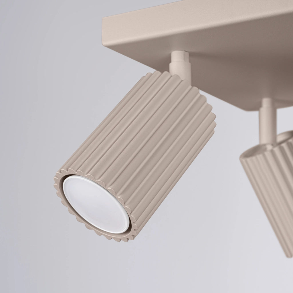 Plafoniera taupe quadrata 25cm 4 spot GU10 Gravio Pure Lume