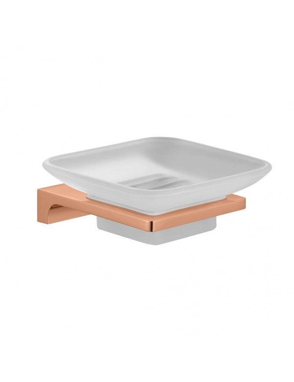 NIL portasapone da parete in vetro e ottone oro rosa lucido 11,05x10,3x4,25 cm