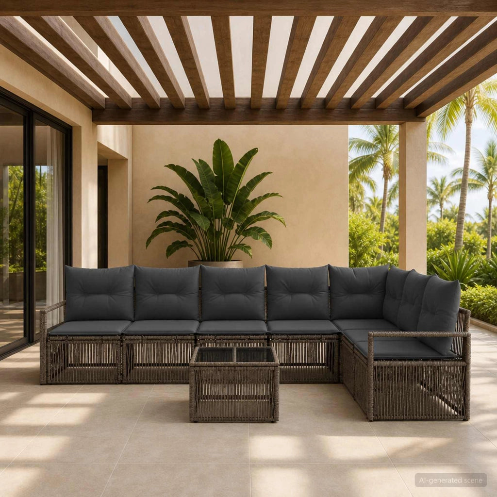 Set Divano da Giardino 8 pz Grigio polyrattan 3435725