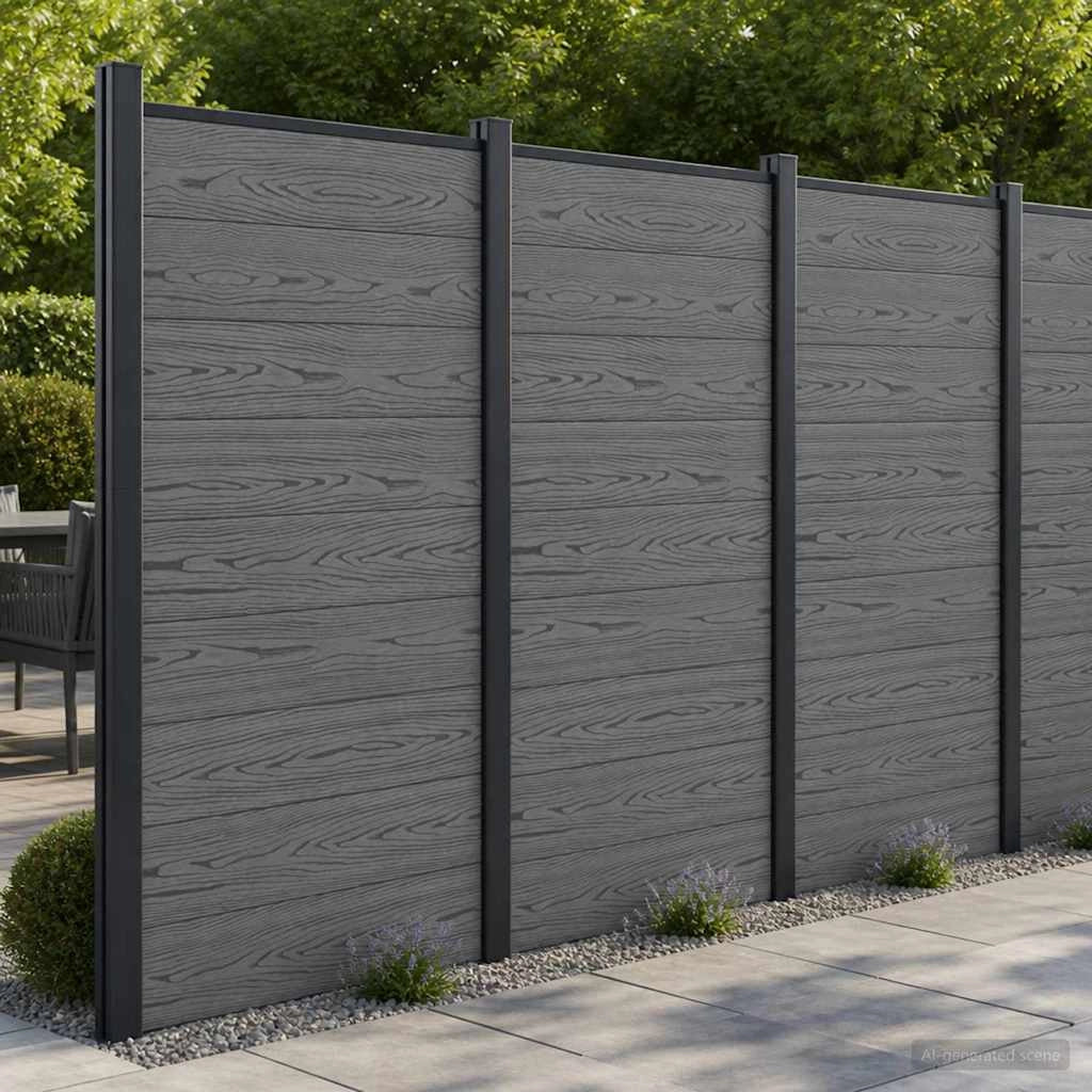 Pannello di Recinzione 95 x 186 cm WPC e Alluminio Grigio 42039077