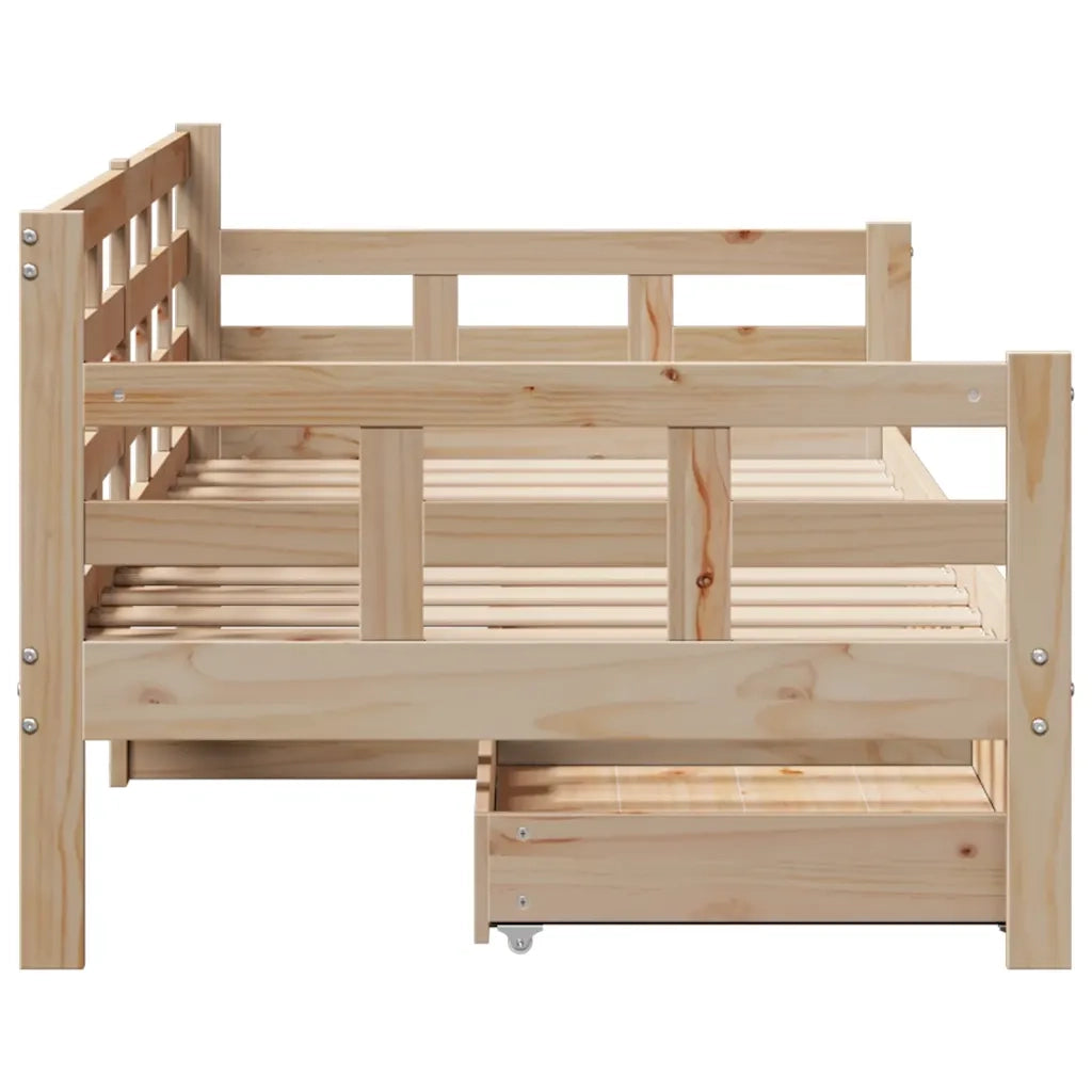 Dormeuse con Cassetti 90x200 cm Legno Massello Pino