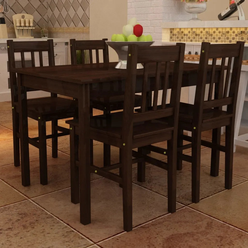 Set Tavolo da Pranzo con 4 Sedie Marrone CFW3749722