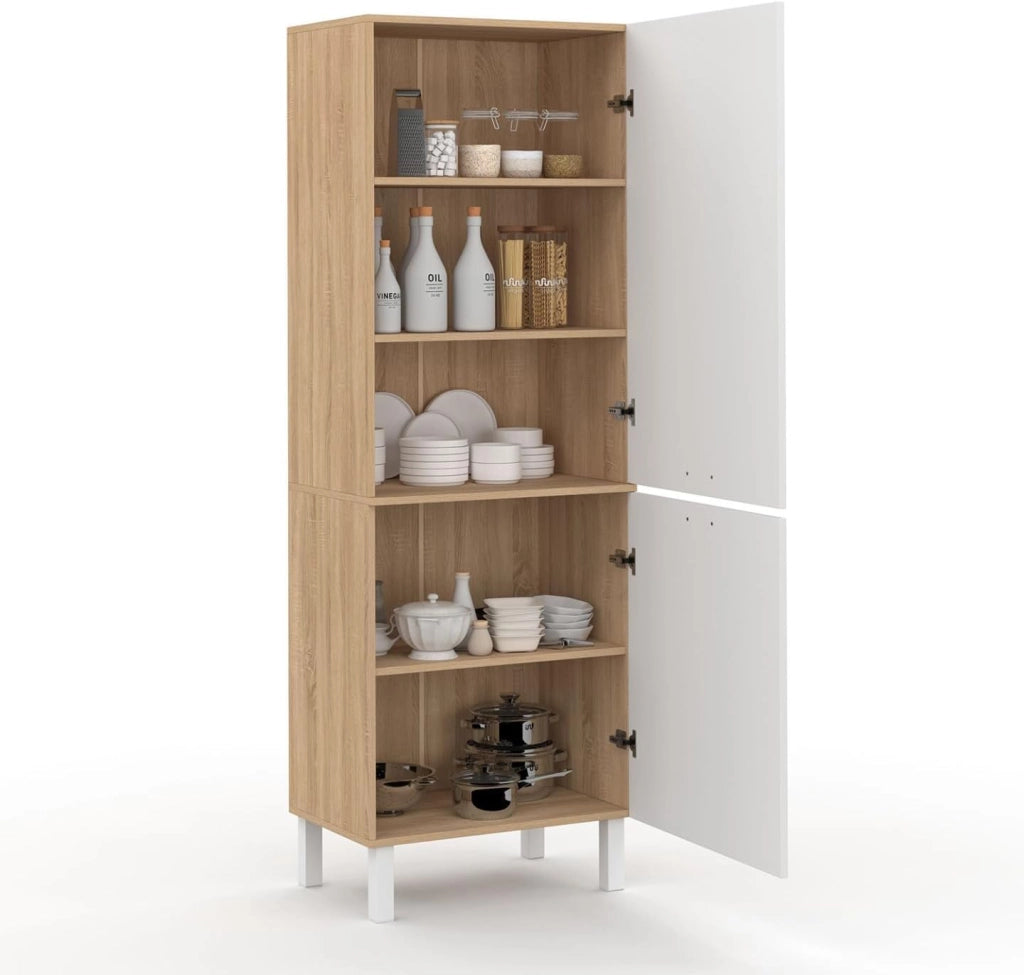 Mobile da cucina CINA 60 cm con 2 ante in faggio e bianco