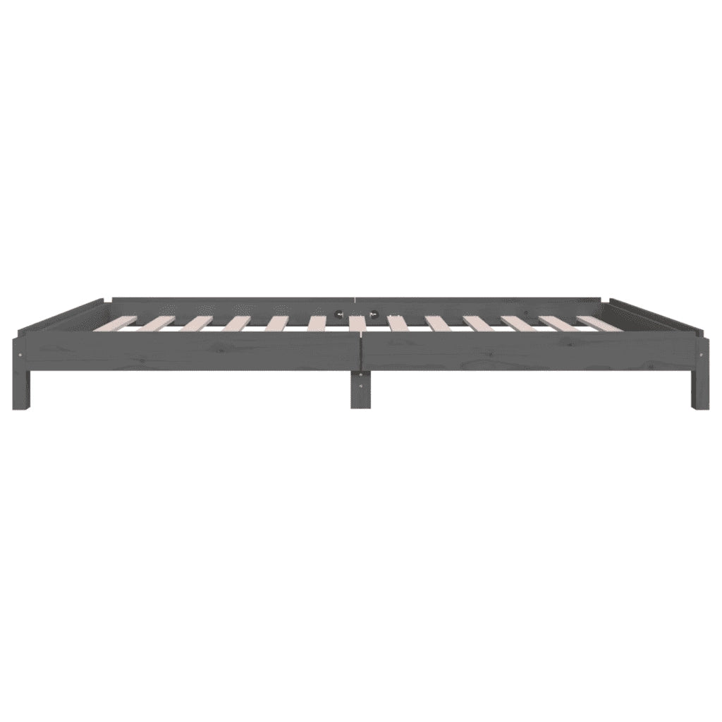 Letto Impilabile Grigio 75x190 cm in Legno Massello di Pino