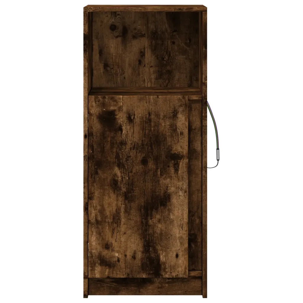 Credenza | Madia | Buffet da pranzo | Armadio da pranzo con LED Rovere Fumo 42,5x34x100cm in Legno Multistrato
