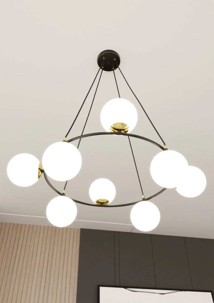 Lampadario sospeso Azura 8 luci nero opale Emibig 1295/8