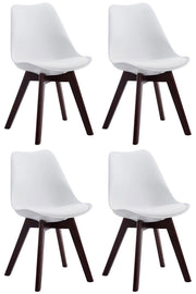 Set di 4 sedie per visitatori in similpelle Borneo bianco,noce