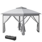 Gazebo da Giardino Pieghevole ¨C zephmum ¨C Grigio 3.3x3.3x2.8 m con Zanzariere