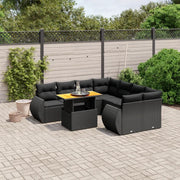 Set Divani da Giardino 9 pz con Cuscini Nero in Polyrattancod mxl 112712