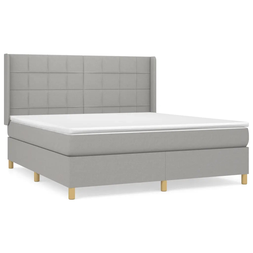 Giroletto a Molle con Materasso Grigio Chiaro180x200 cm Tessuto 3132009
