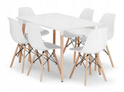Tavolo rettangolare Valora YURO 120x80 bianco + 6 sedie OSAKA bianche