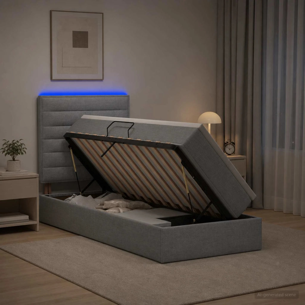 Letto con contenitore LED e materasso Grigio Chiaro 3459861