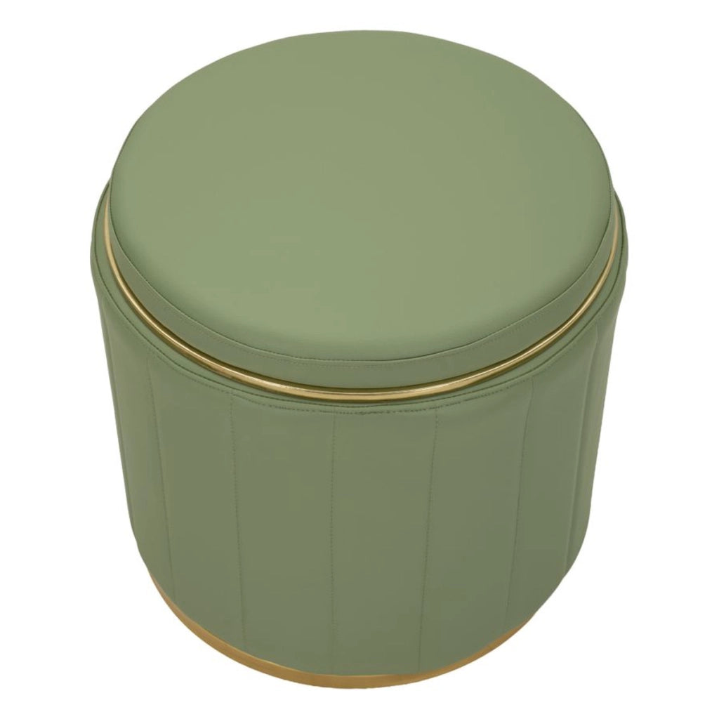 Pouf London in ecopelle verde con dettagli oro
