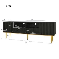 Mobile Porta TV Moderno con Dettagli Dorati, Due Ripiani e Due Cassetti, in Legno di Alta Qualità, 165x36x55 cm, Nero