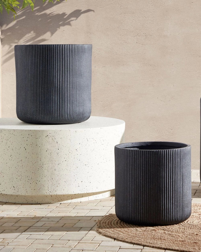 Vaso da fiori per in fibra di argilla grigio 45 x 45 x 45 cm giardino esterno terrazzo