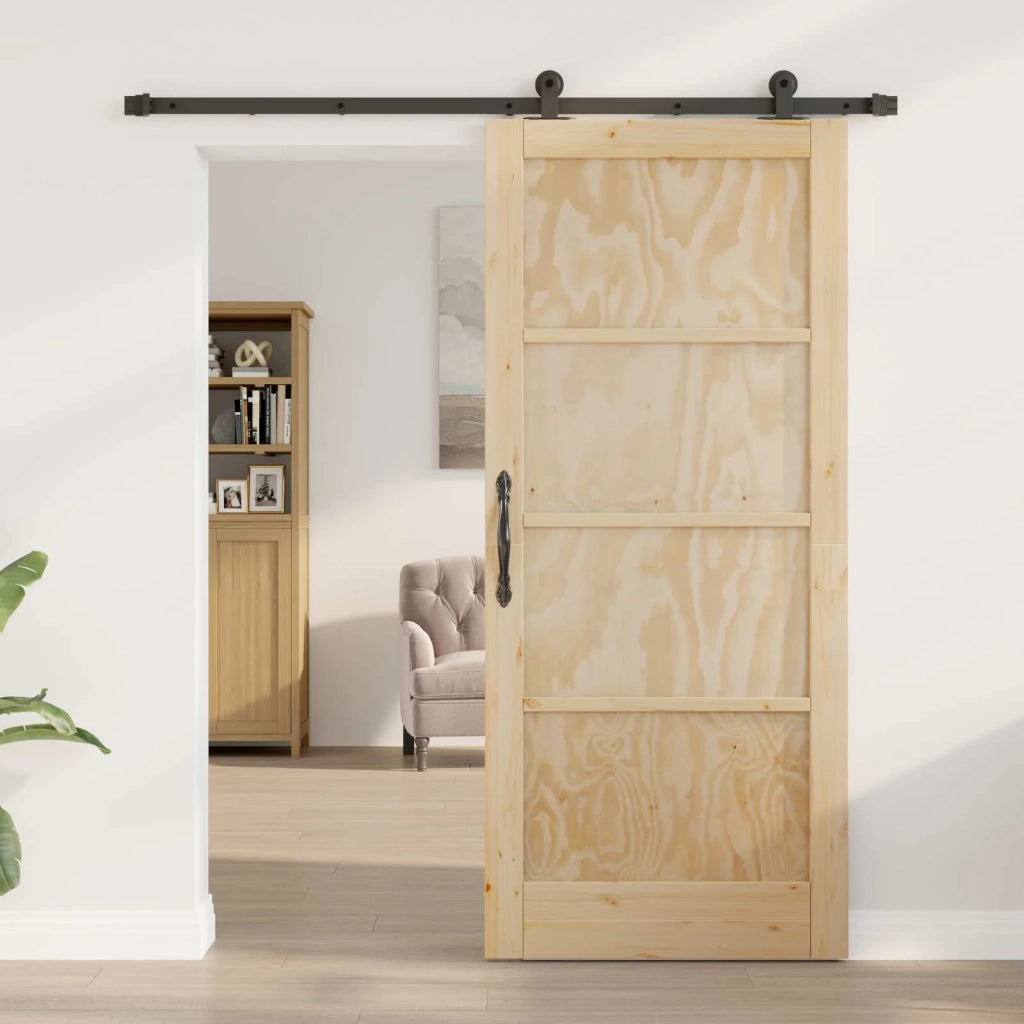 Porta scorrevole Naturale e Nero 86 x 198,5 cm 3445456
