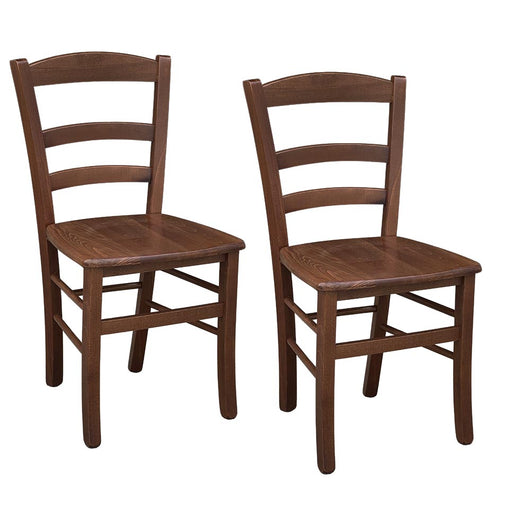 Sedia da sala da pranzo in legno paesana con seduta in massello noce scuro x 2